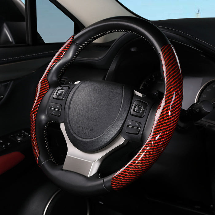 Car Carbon Fiber Pattern Glossy Car Steering Wheel Cover