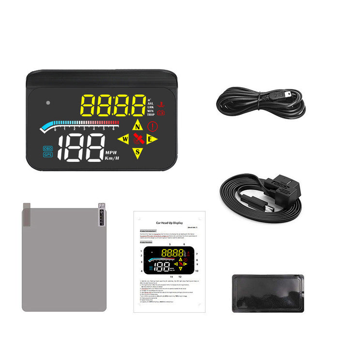 Yellow And White High Version Car  OBD GPS Dual System HUD Head-up Display