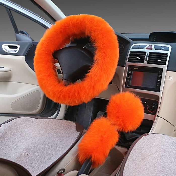 Wool Steering Wheel Cover Long Wool Handle Cover