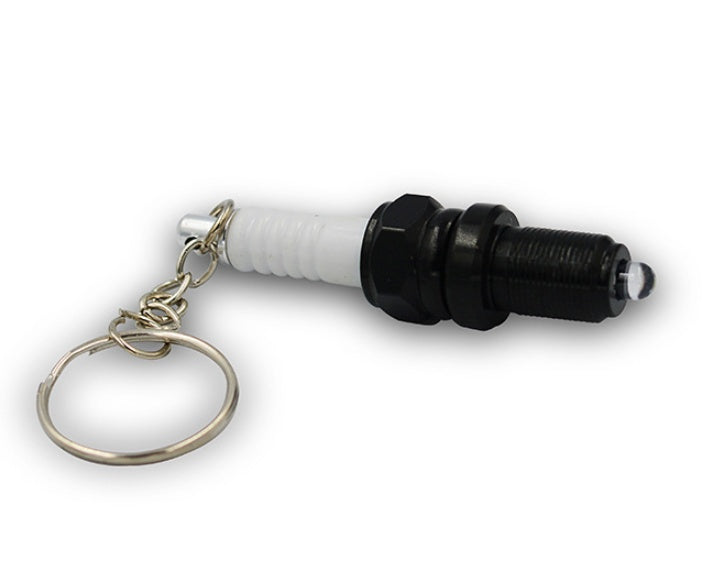 LED light spark plug keychain