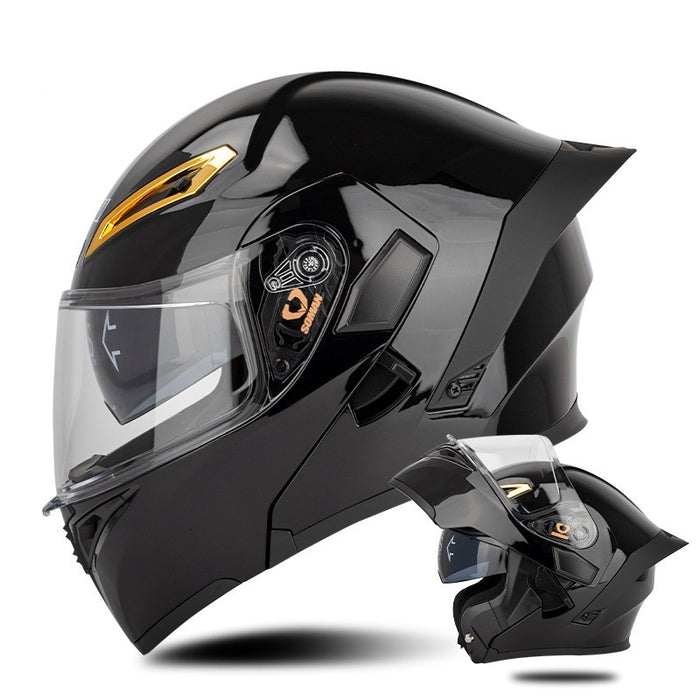 Men's And Women's Double Lens Exposed Motorcycle Helmet