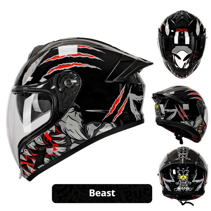 Double Lens Big Tail Motorcycle Helmet