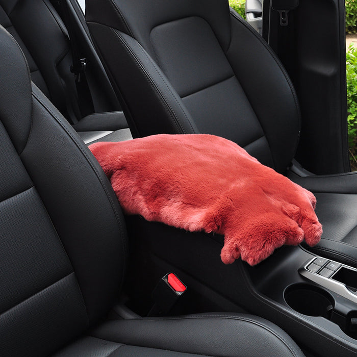 Car Mats Winter Rex Rabbit Fur Cars Armrest Cushion Center Armrests Box Mat Outdoor Travel Throw Pillows Plush Cute Pillow