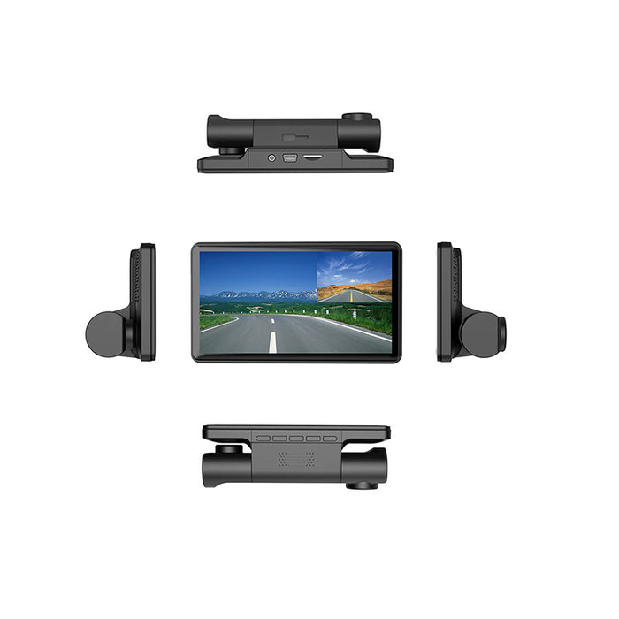 Three Lens Dashcam 4 Inches Front And Rear