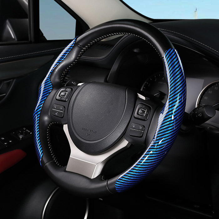 Car Carbon Fiber Pattern Glossy Car Steering Wheel Cover