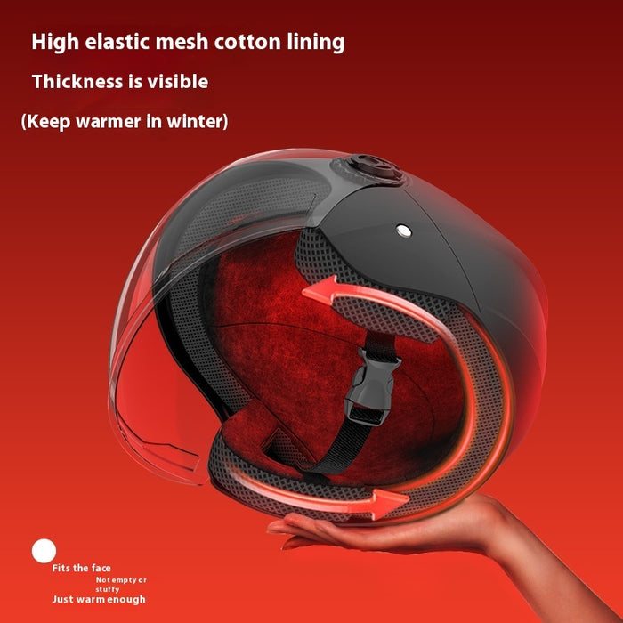 Electric Motorcycle Keep Warm And Windproof In Winter Helmet