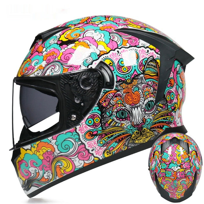 Men's And Women's Full Face Helmet Double Lens Motorcycle Helmet