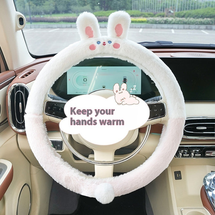 Autumn And Winter Car Steering Wheel Cover Plush Cartoon Thermal