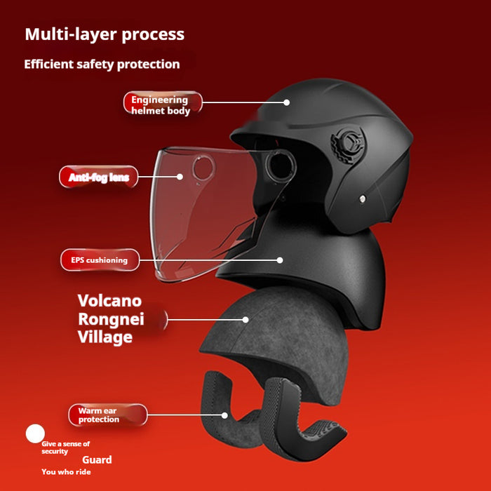 Electric Motorcycle Keep Warm And Windproof In Winter Helmet