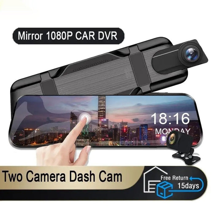 Car Rearview Mirror Camera Touch Screen Video Recorder Driving