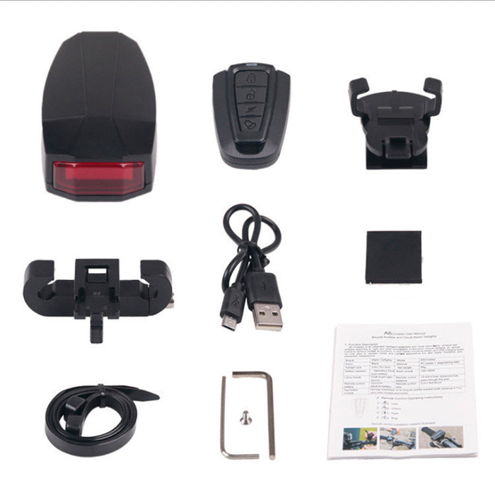 USB Charging Mountain Bike Wireless Intelligent Remote Anti-theft Alarm Tail Lamp