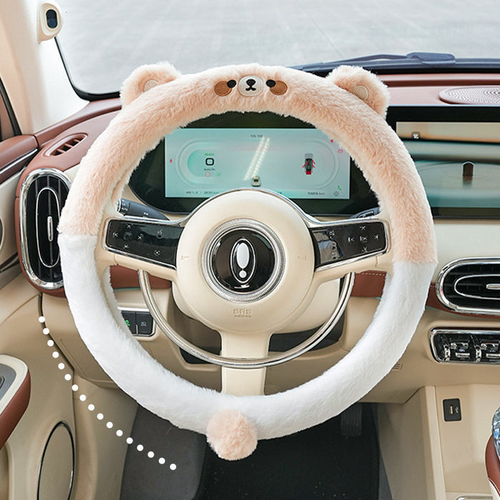 Autumn And Winter Car Steering Wheel Cover Plush Cartoon Thermal