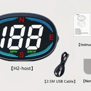 Car HUD Head-up Display GPS Compass Speedometer Multi-function USB Power Supply Velometer