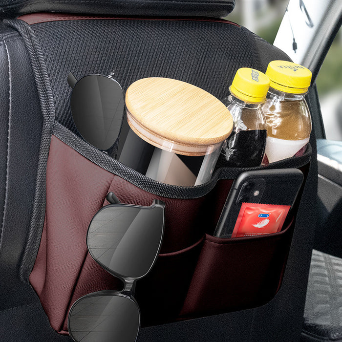 Car Rear Seat Storage Bag Car Leather Multifunctional