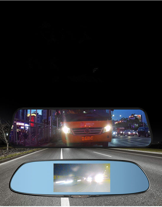 New Touch 10-inch Full-screen Driving Recorder Voice-activated Full-screen Streaming Dual-lens Non-light Night Vision DVR