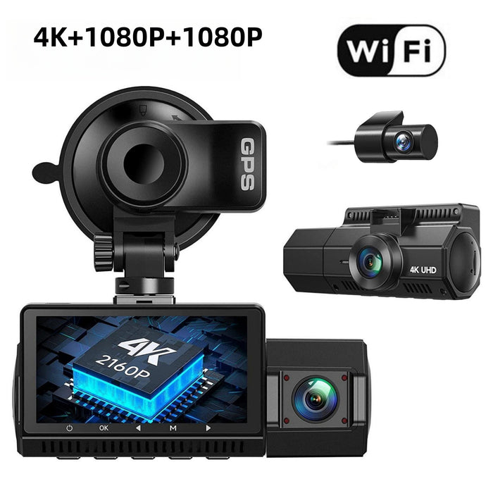 Three-record WIFI Mobile Phone Interconnection Dashcam Car 4K HD Night Vision